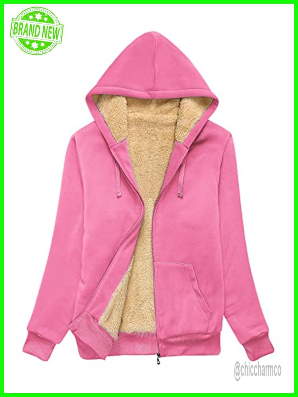 Women's Fleece Zip-Up Hoodie Sherpa Lined Hooded Sweatshirt